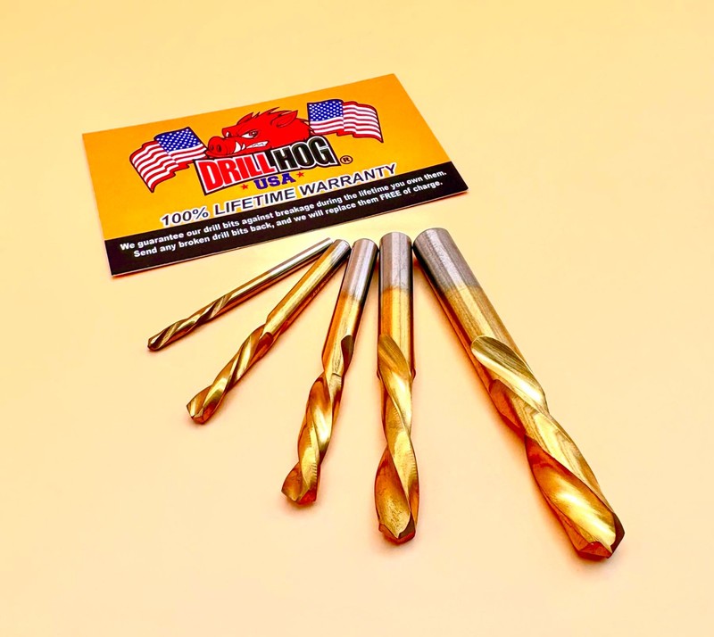 5 Pc Left Hand Drill Bit Set Bits Stubby Cobalt M42 Drill Hog® Lifetime Warranty gallery