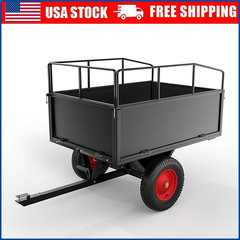 Dump Trailer Tow Behind Dump Cart 750 lbs 17 Cu. Ft. Steel with Removable Sides