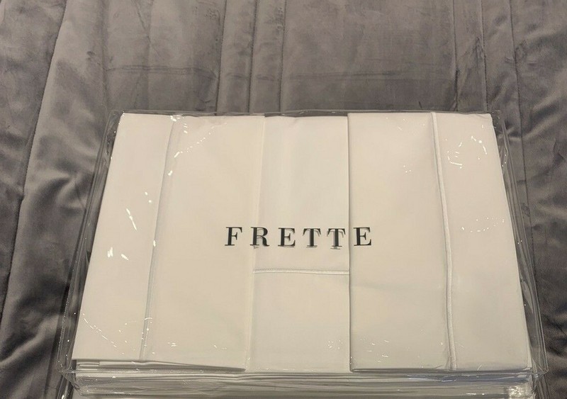 FRETTE ONE BOURDON QUEEN 4 PIECE SHEET SET PERCALE WHITE/WHITE gallery