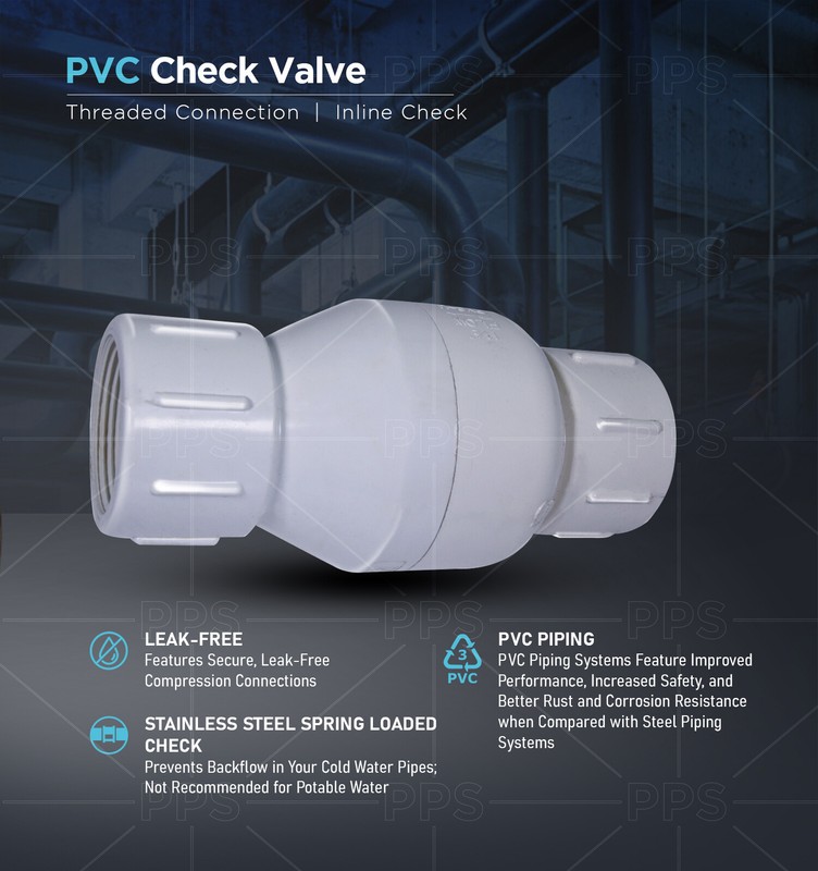 FIP White Plastic PVC Inline Check Valve for Backflow Prevention 1/4'' To 3/4'' gallery