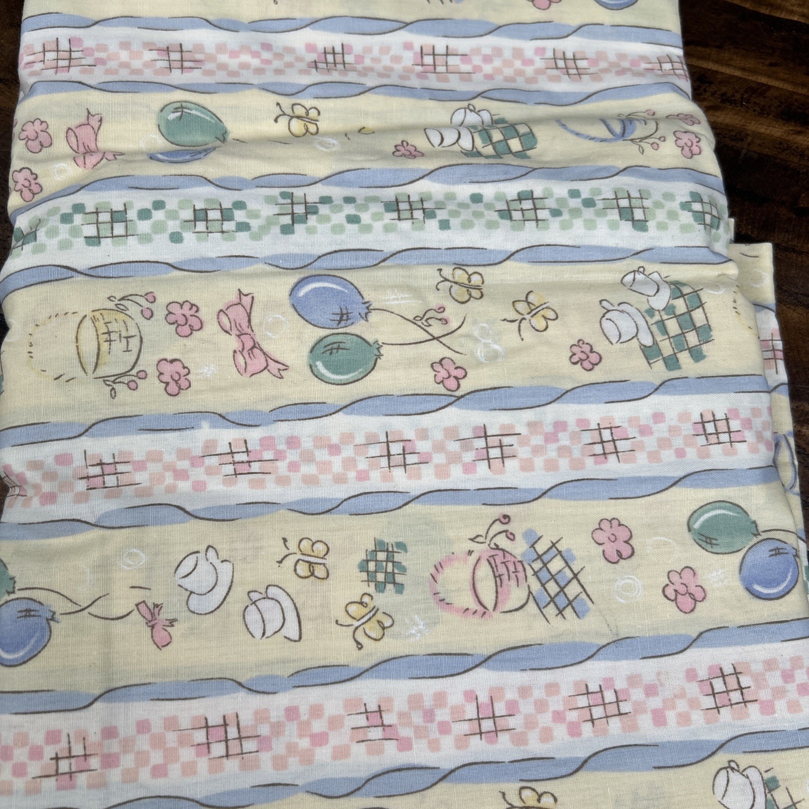Picnic Spring Theme Balloons Fabric 2 Yards Yellow Green Blue gallery