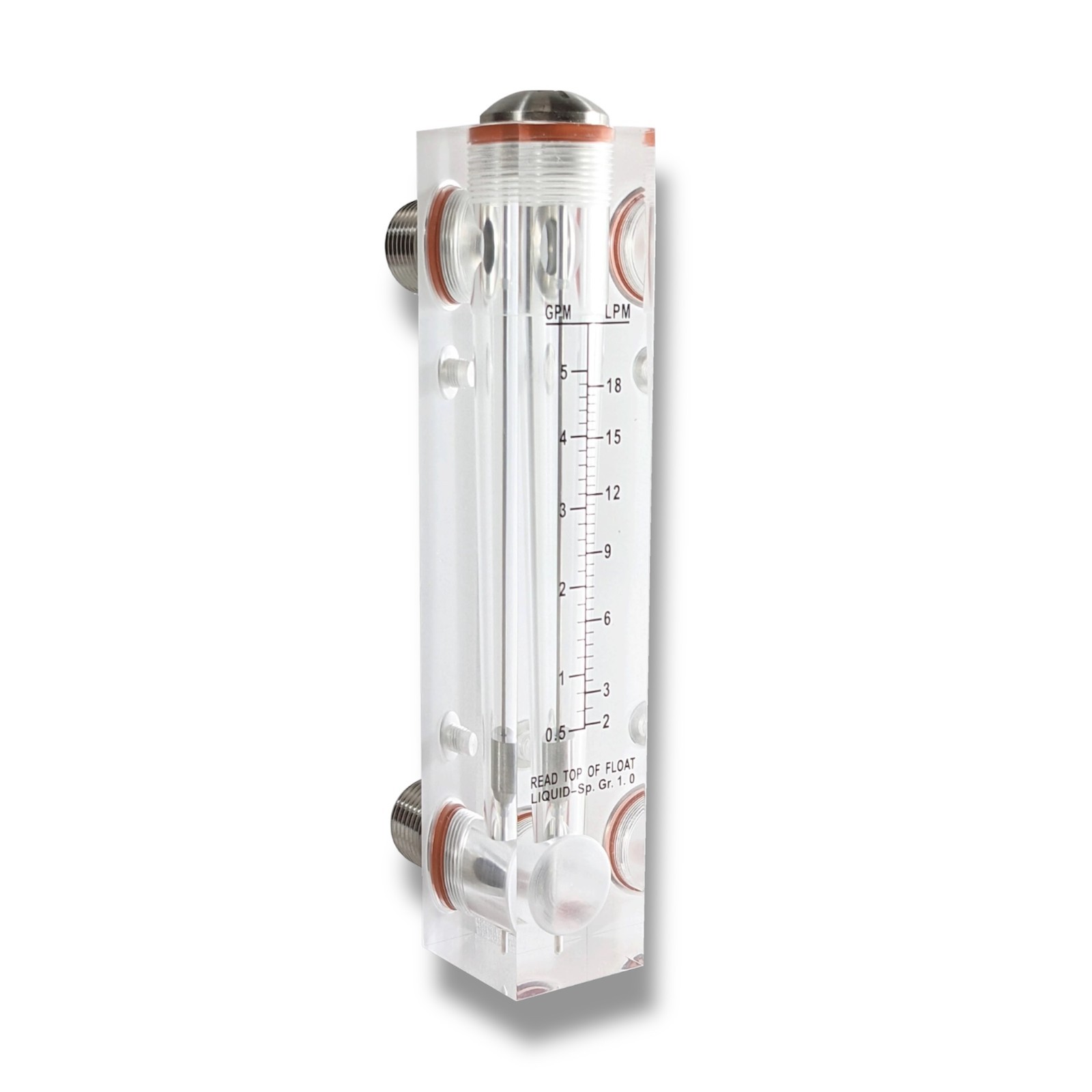 Axeon 211447 Inline Flow Meter 0.2-2 GPM, 1/2"MNPT x 1/2"MNPT x 1/4"FNPT gallery