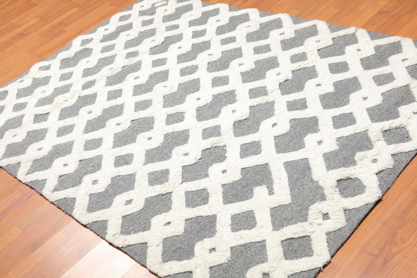 5'3" x 7'5" Handmade 100% Wool High Low Pile Area Rug Contemporary Gray gallery