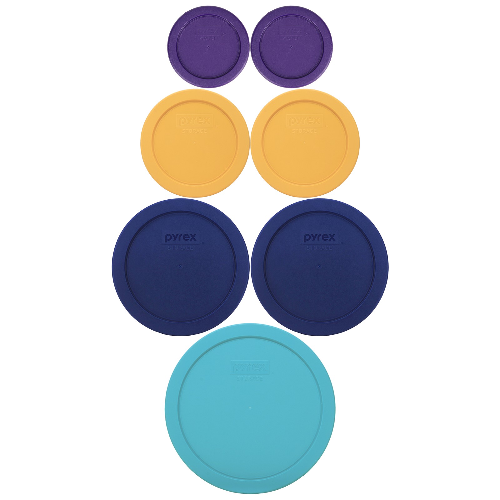 Pyrex Lids: (2) 7202-PC PLM, (2) 7200-PC BY, (2) 7201-PC BL, (1) 7402-PC TQ gallery