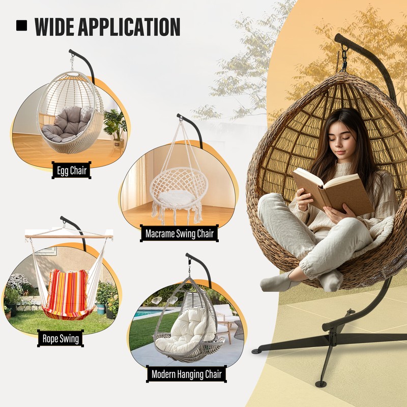 Black Steel Solid Frame Stand Hammock C Stand For Porch Swing Hammock Chair gallery