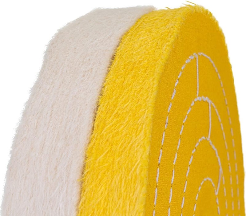 POWERTEC Assorted 8 Inch Buffing Wheels Set w/White and Yellow w/Arbor Hole, 2PK gallery