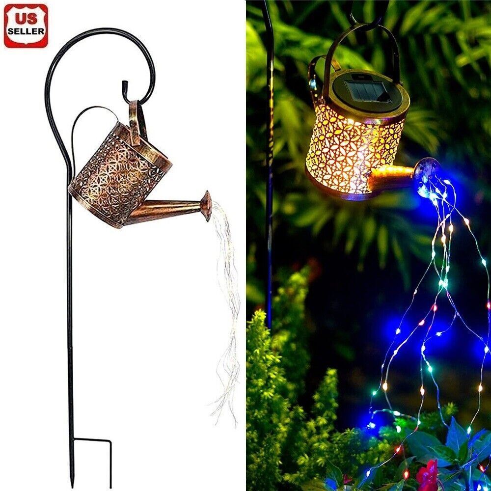 Solar Watering Can Light Garden Outdoor Waterproof Kettle Yard Art Lamp Decor US gallery