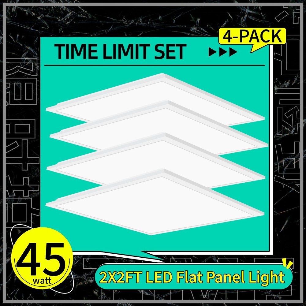 4x 2X2FT LED Flat Panel Light, AC100-277V, Dimmable LED Drop Ceiling Lights
