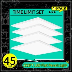 4x 2X2FT LED Flat Panel Light, AC100-277V, Dimmable LED Drop Ceiling Lights