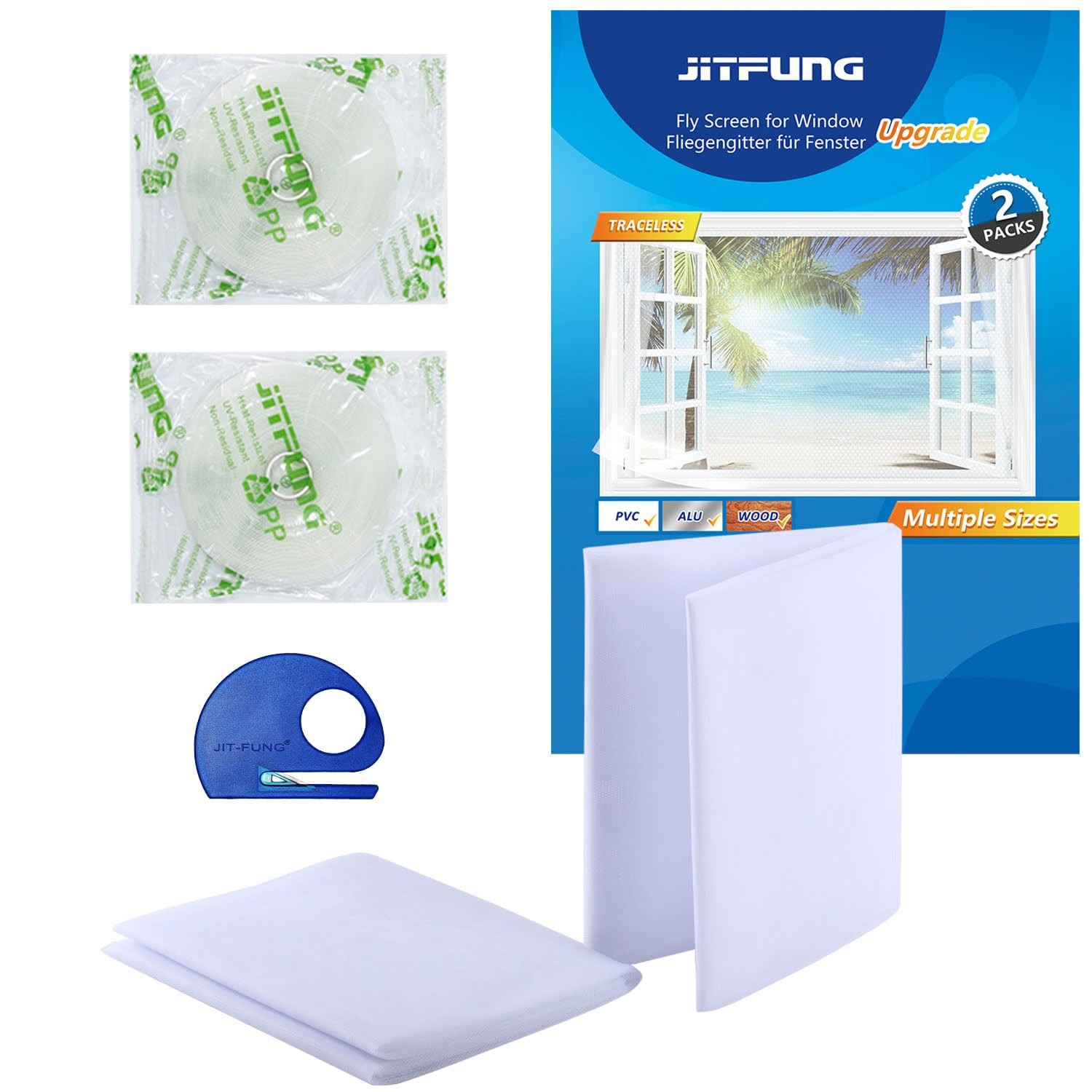 JITFUNG DIY Window Screen Curtain, 2 Packs of Mesh Netting 71 * 61 inches wit... gallery