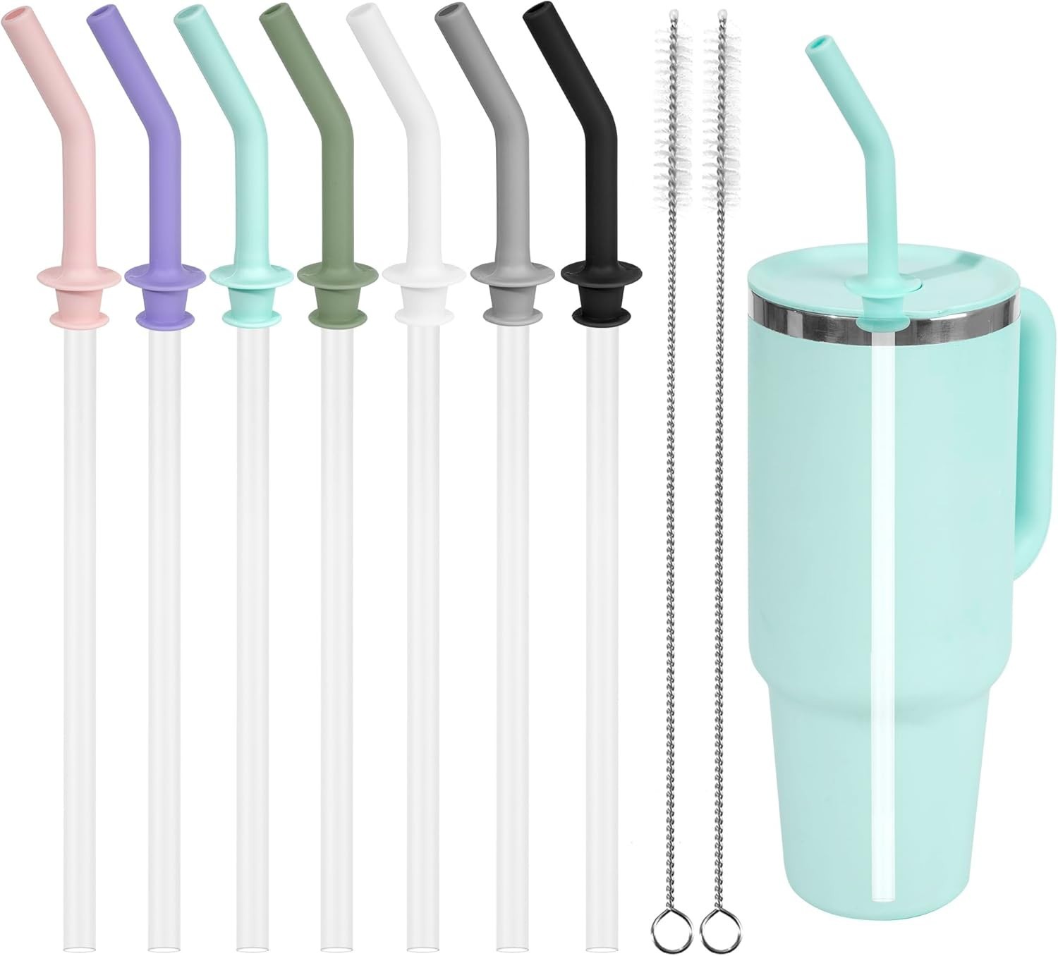 7 PCS Press In Straw Fit Hydroflask Tumbler 20 oz - 40 oz, 7 Colors gallery