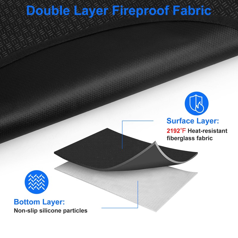 24x18in Under Grill Mat Fireproof Mat for Outdoor Tabletop Grill Deck Protector gallery