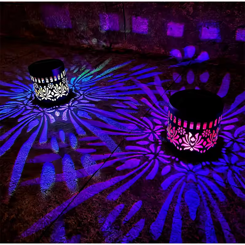 Solar Mandala Wall Light Outdoor Garden Fence Projector Lamp Patio Ambient Decor gallery