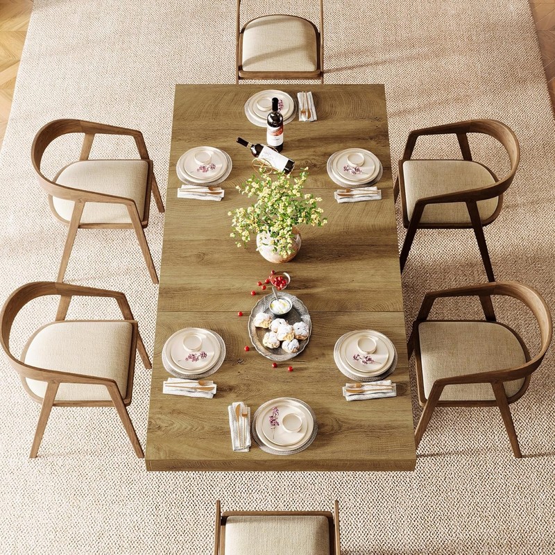63 Inch Rectangular Dining Table Farmhouse Wooden Kitchen Table for 4-6 People gallery