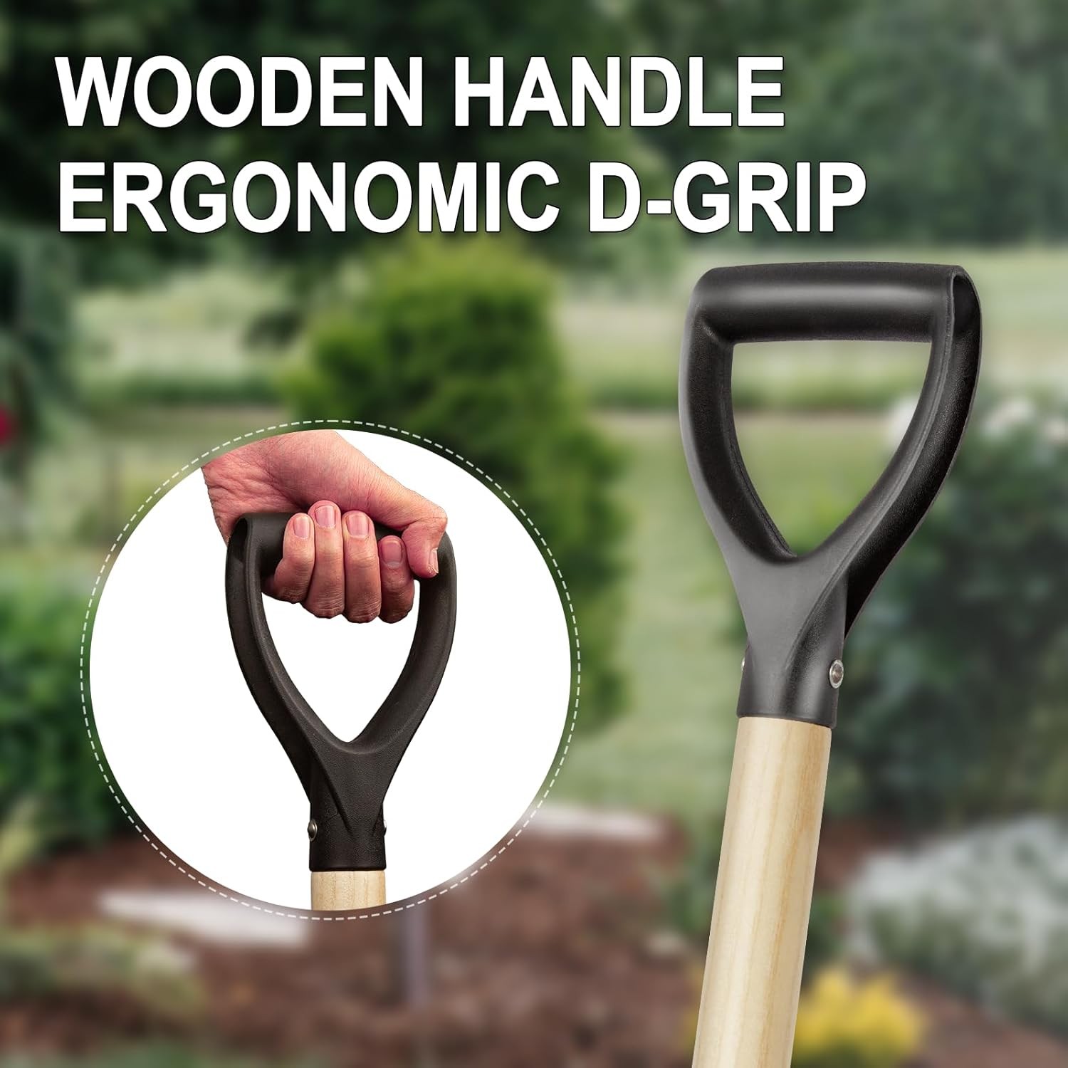 Shovel for Digging Round Shovel D Handle 41 Inches Wooden gallery