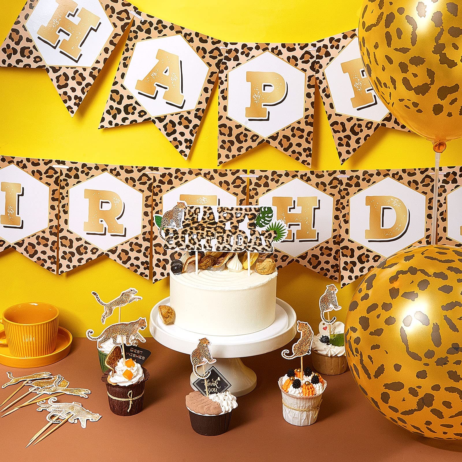 Zomiboo 46 Pieces Cheetah Birthday Decorations Set Include Leopard Print Bann... gallery