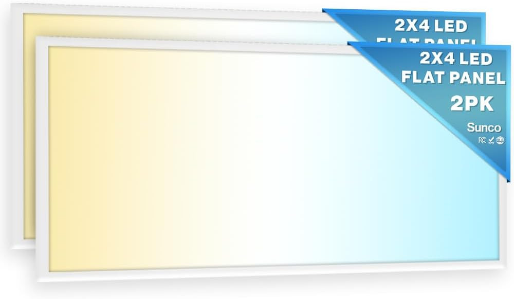 Sunco 2X4 LED Flat Panel Light Drop Ceiling Office Shop Commercial Warehouse Fix