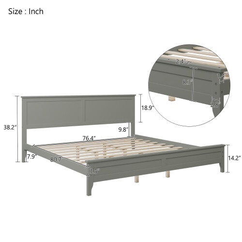 Solid Wood Platform Bed Frames with Headboard & Footboard Full/Queen/King Size gallery