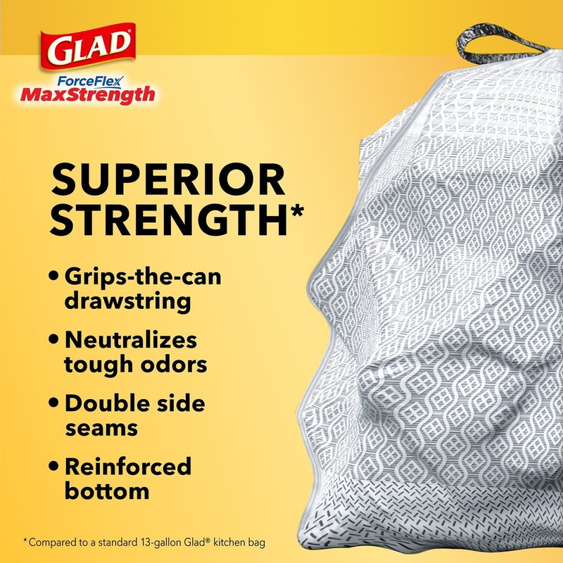 Glad ForceFlex Tall Kitchen Trash Bags With Clorox, Lemon Fresh Bleach Scent 13 gallery