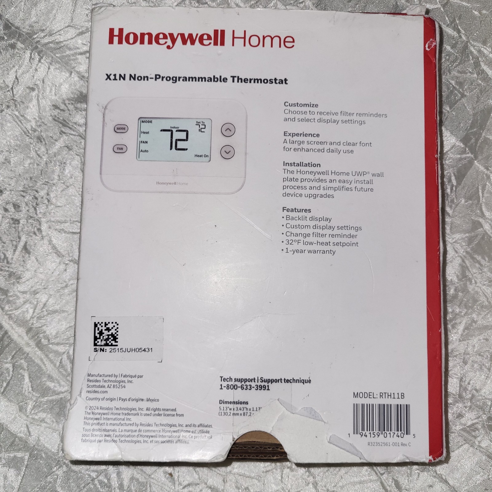 HONEYWELL X1N NON-PROGRAMMABLE THERMOSTAT SINGLE STAGE RTH11B gallery