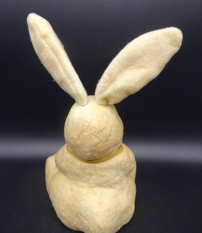 Bunny Rabbit Holding Easter Eggs in Basket 11" Figurine Cloth Covered Vintage gallery