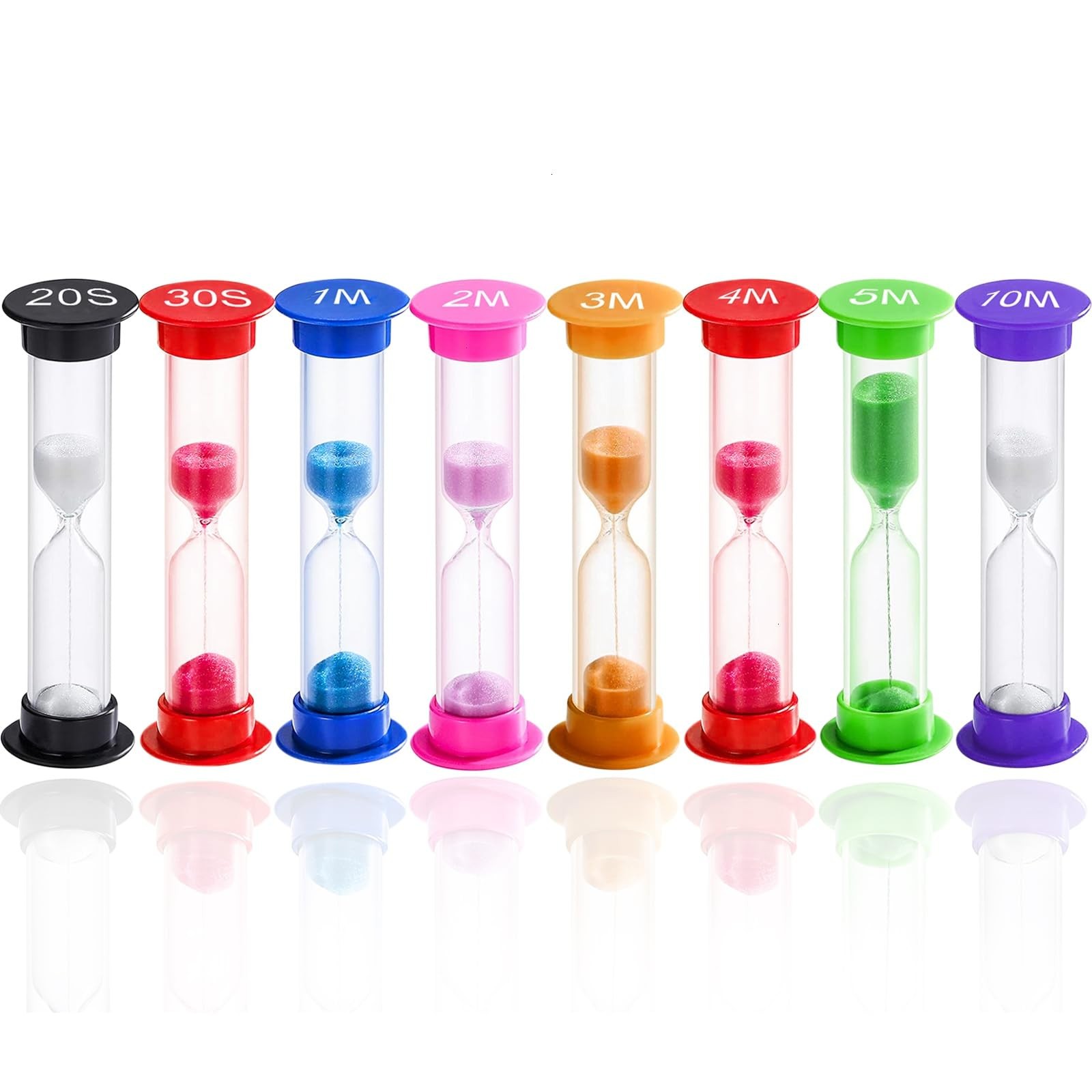8 Pack Colorful Hourglass Sand Timer Set for Kids, 20Sec 30Sec 1Min 2Min 3Min... gallery