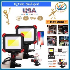 Rechargeable LED Work Light 2 Pack – 2100LM Magnetic Clamp & 270° Rotating