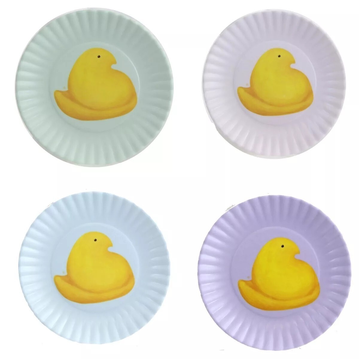 Easter Peeps Paper Plate Style 4.15in Melamine Coasters Set of 4 gallery