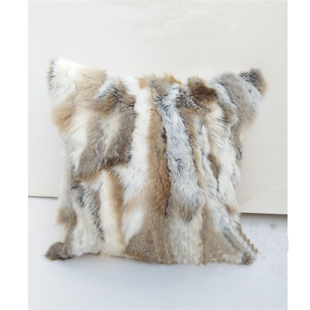 100% Real Rabbit Fur Protector Pillowcase Cover Pillow Sections Cusion 18 x 20'' gallery
