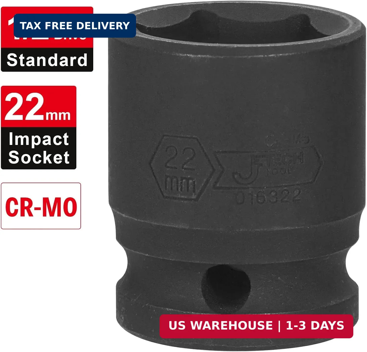 Jetech 1/2 Inch Drive 22mm Standard Impact Socket, Metric, Chrome Molybdenum All gallery