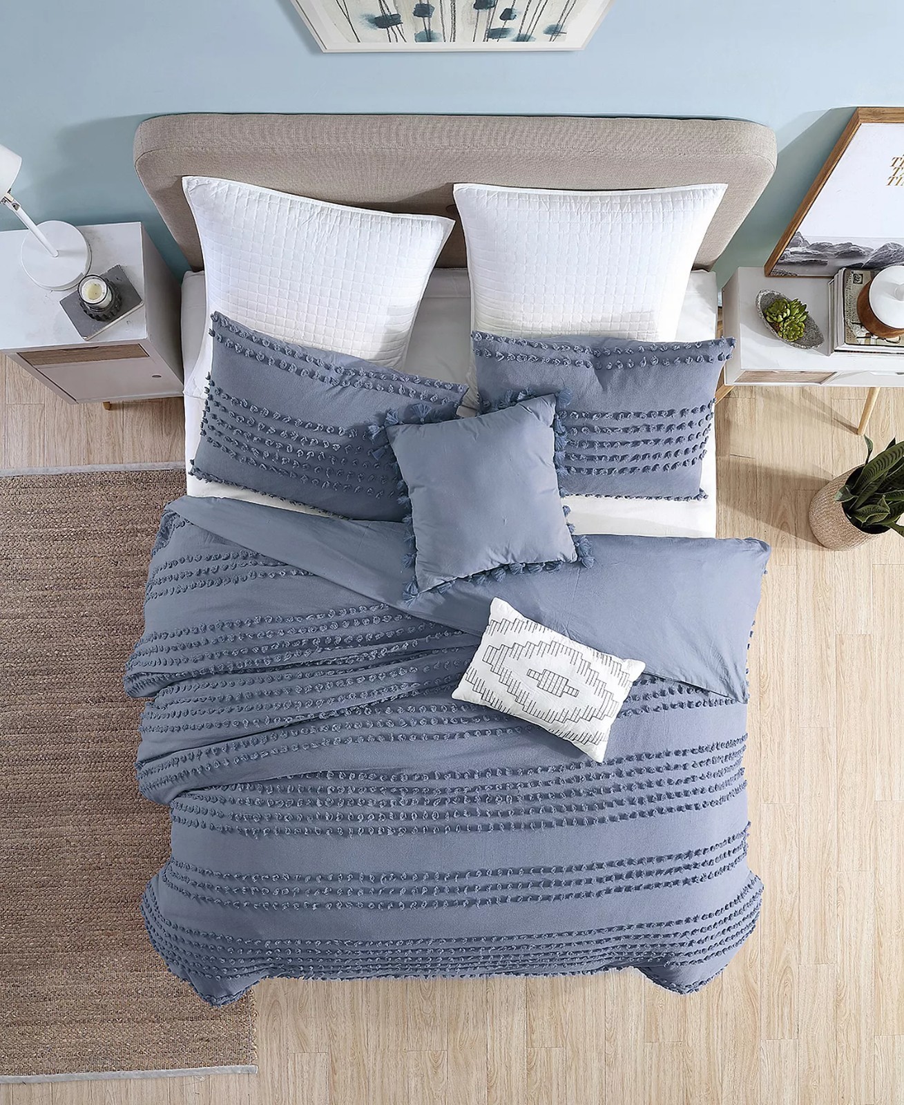 Swift Home King Comforter Set 5pc Marilla Dot Faded Denim Blue gallery