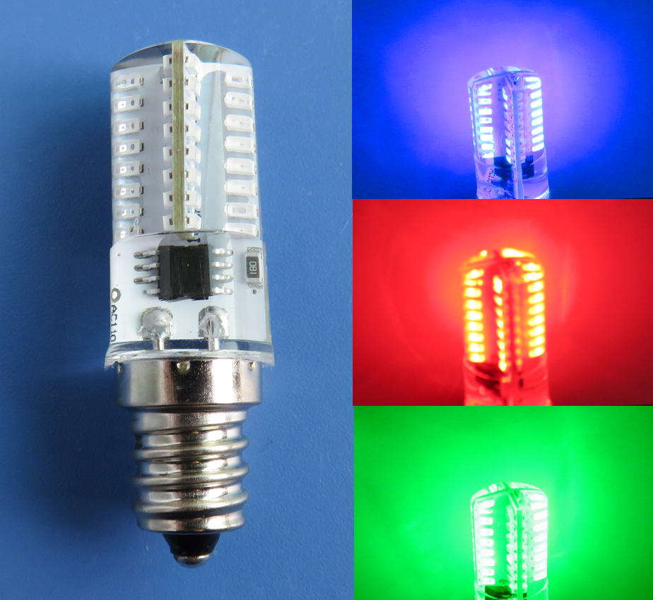 10pcs E12 Candelabra C7 LED bulb Red/Green/Blue Lamp 110V Decorative lights #H gallery