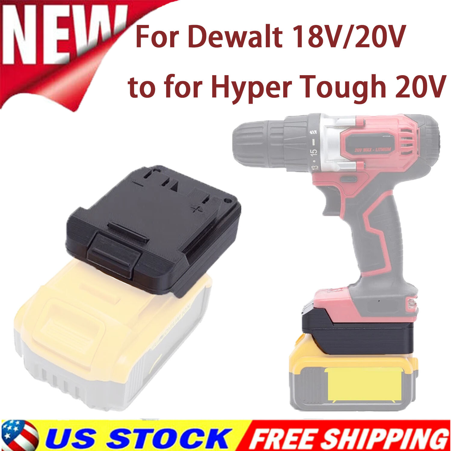 Battery-Adapter For Dewalt 18V/20V battery to for Hyper Tough 20V Power Tools gallery