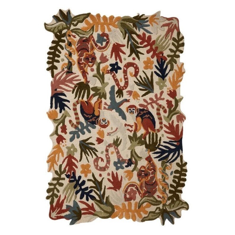 New Authentic Hand Tufted High and Low Loop and Cut Animal Print Wool Area Rug gallery