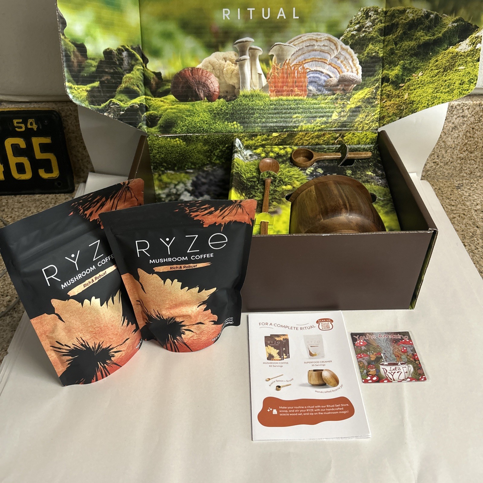 RYZE Mushroom Coffee Ritual Kit 2X Coffee * Rich & Robust* Canister Gift Set NEW gallery