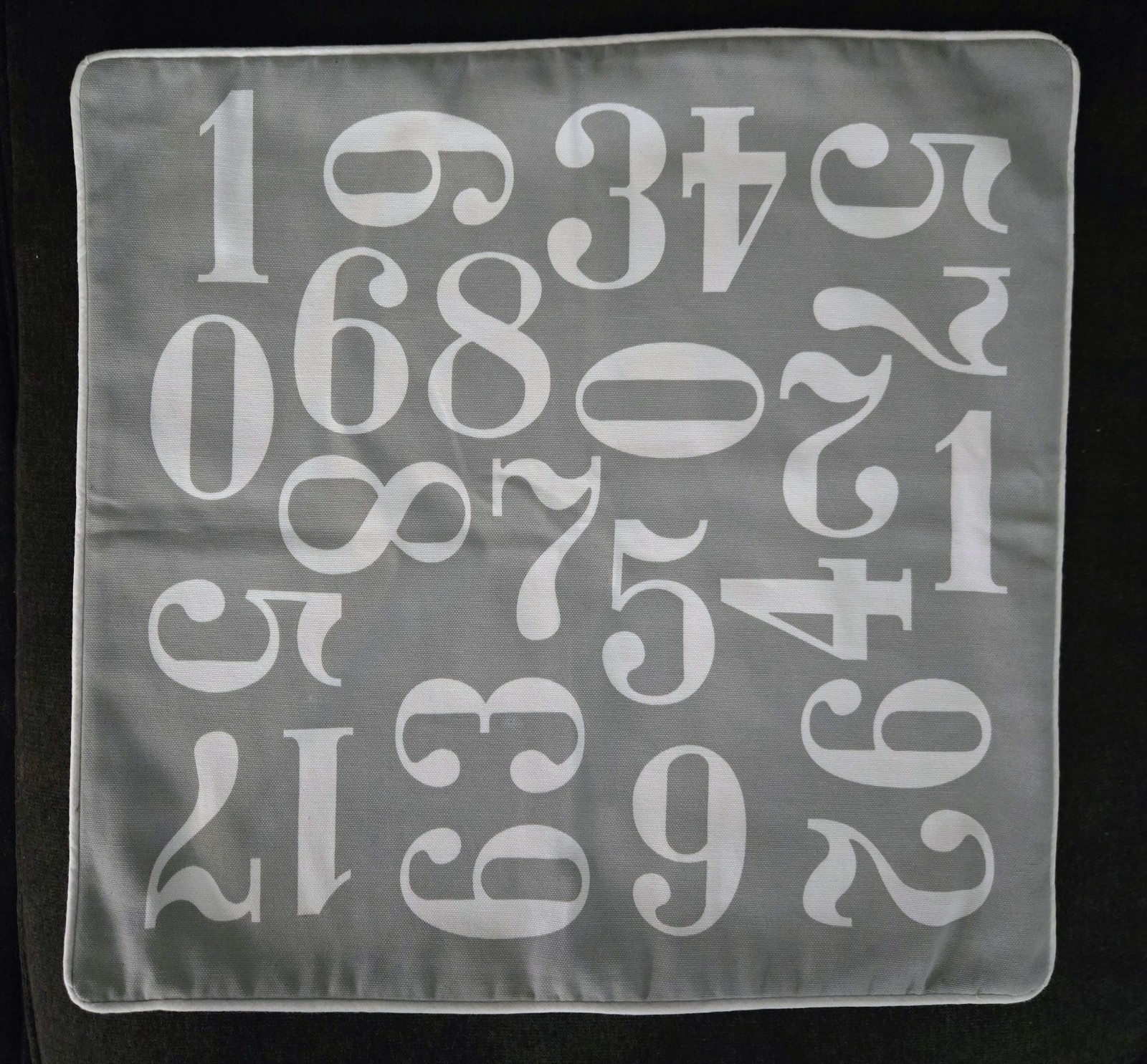 Throw Pillow Cover Grey with White Numbers Pattern 18"x 18" gallery