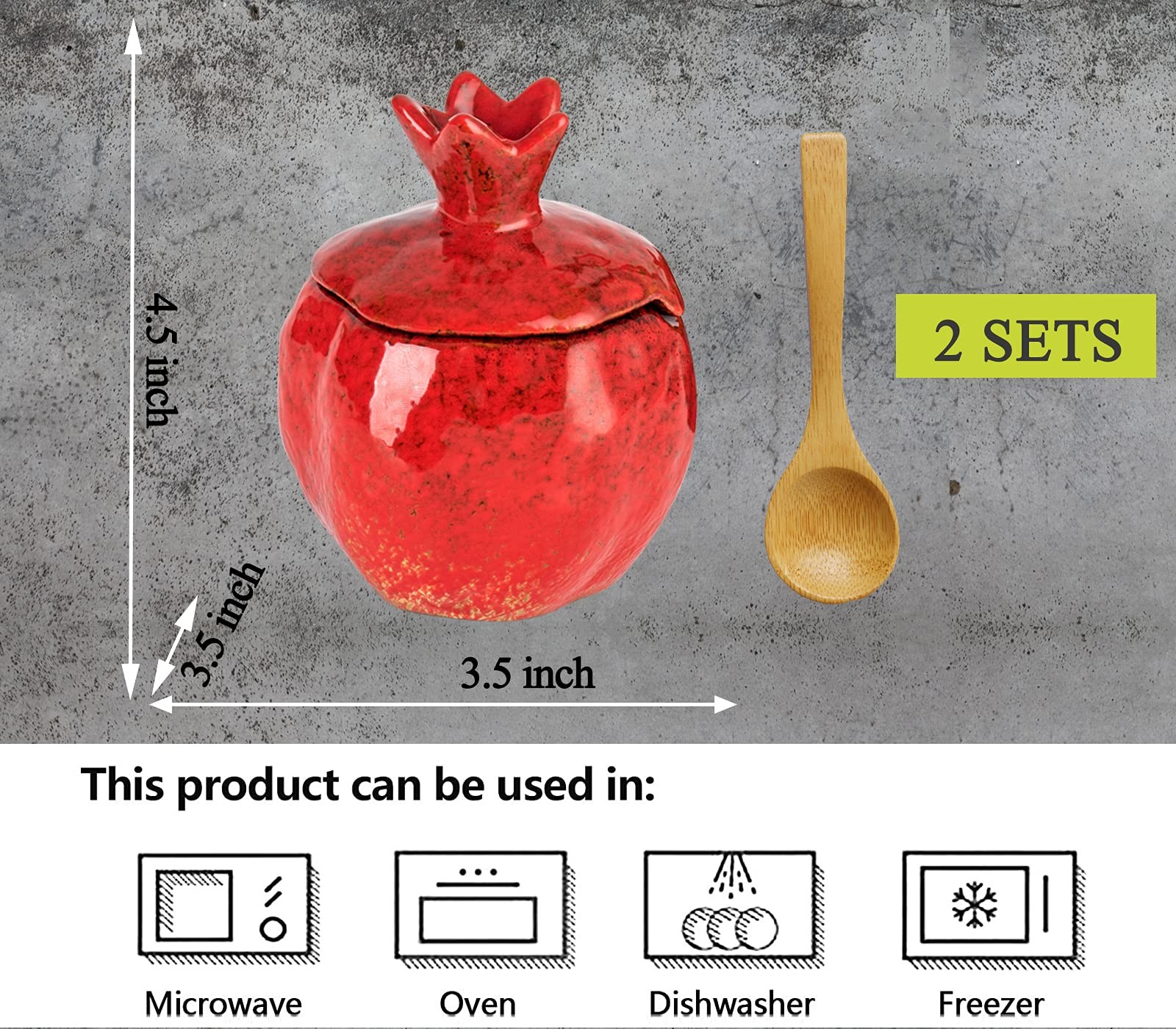 GABROC Salt Cellar 2 PCS 4.5 inches diameter x 3.5 height, Crimson gallery
