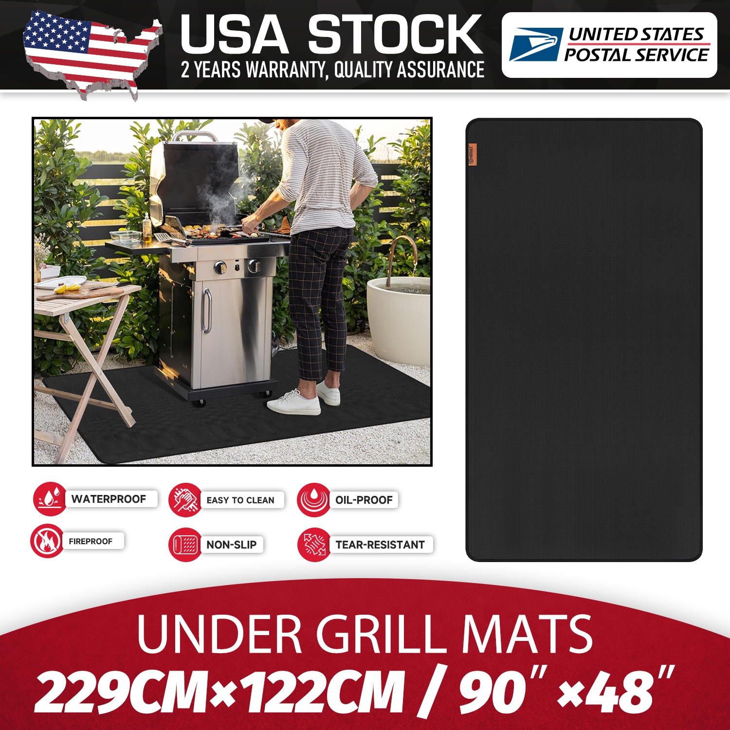48 Inch x 90 Inch Under Grill Mats for Outdoor Easy to Clean Reusable for Deck gallery