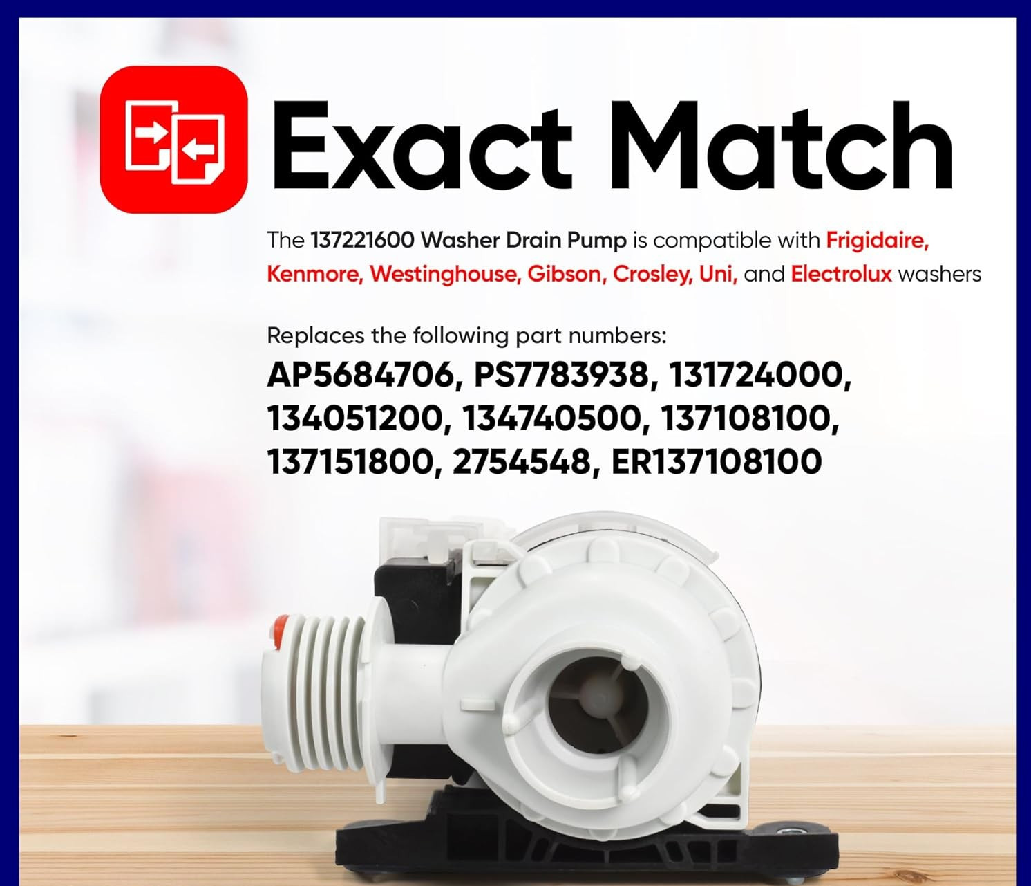 Washer Drain Pump For Frigidaire 970L48022A0 ATF6000FS1 ATF6500FG0 ATF6700FE2 gallery