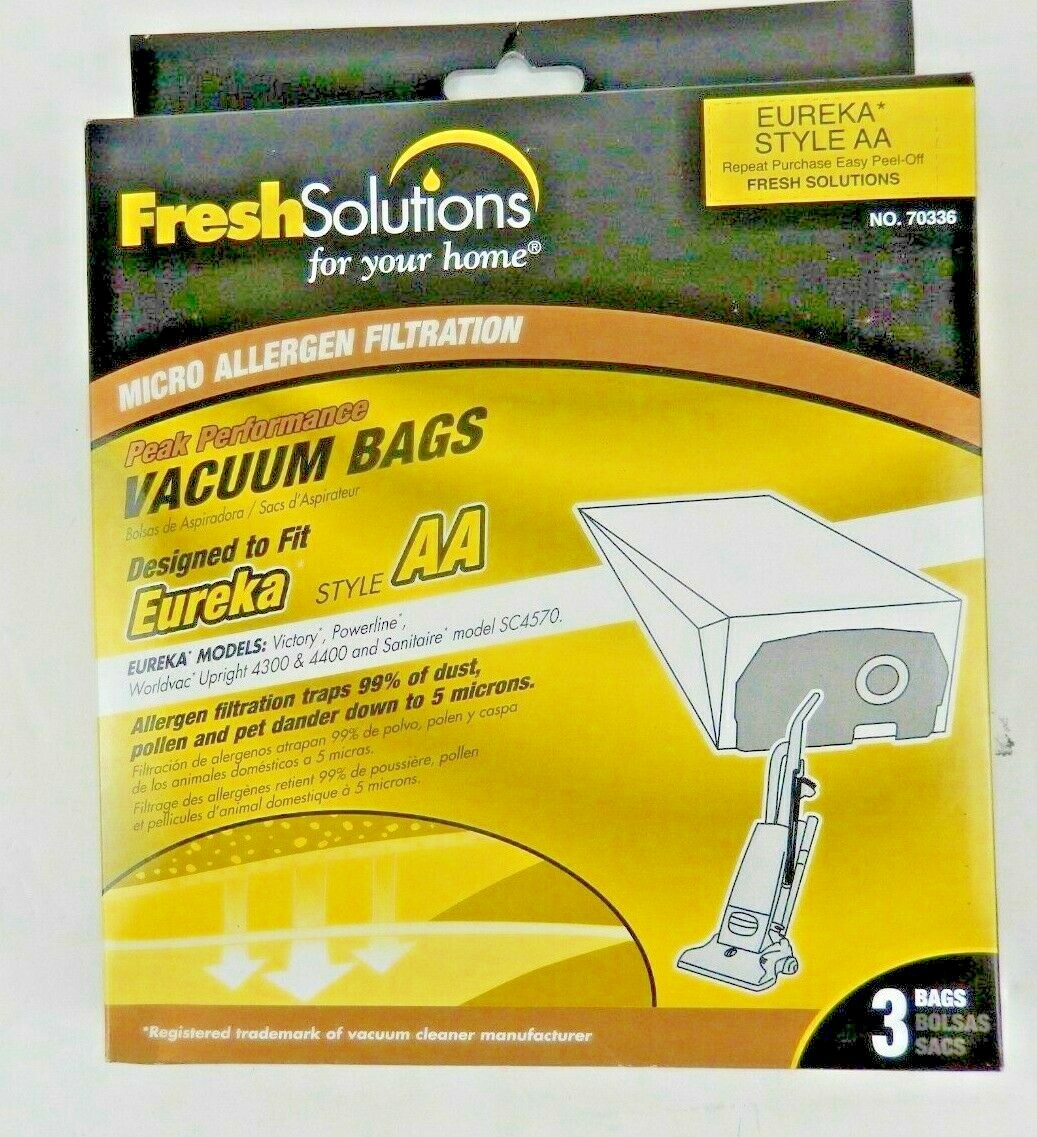 3 Pack Fresh Solutions Micro Allergen Eureka AA Vacuum Bags See Photo gallery