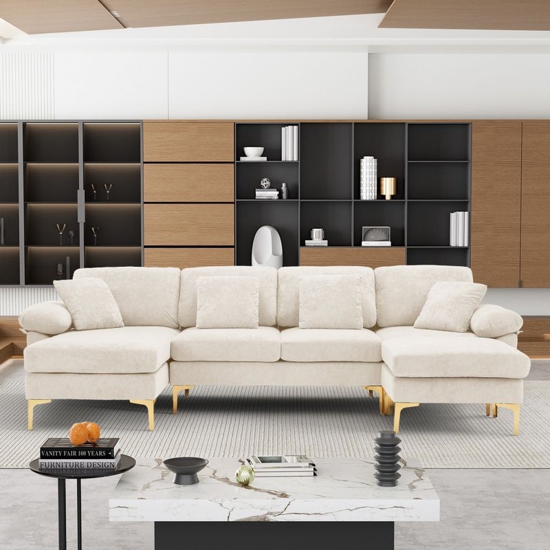Modern 105.5" Modular Cloud Sectional Upholstered Sofa Couch with L-Shape Chaise gallery