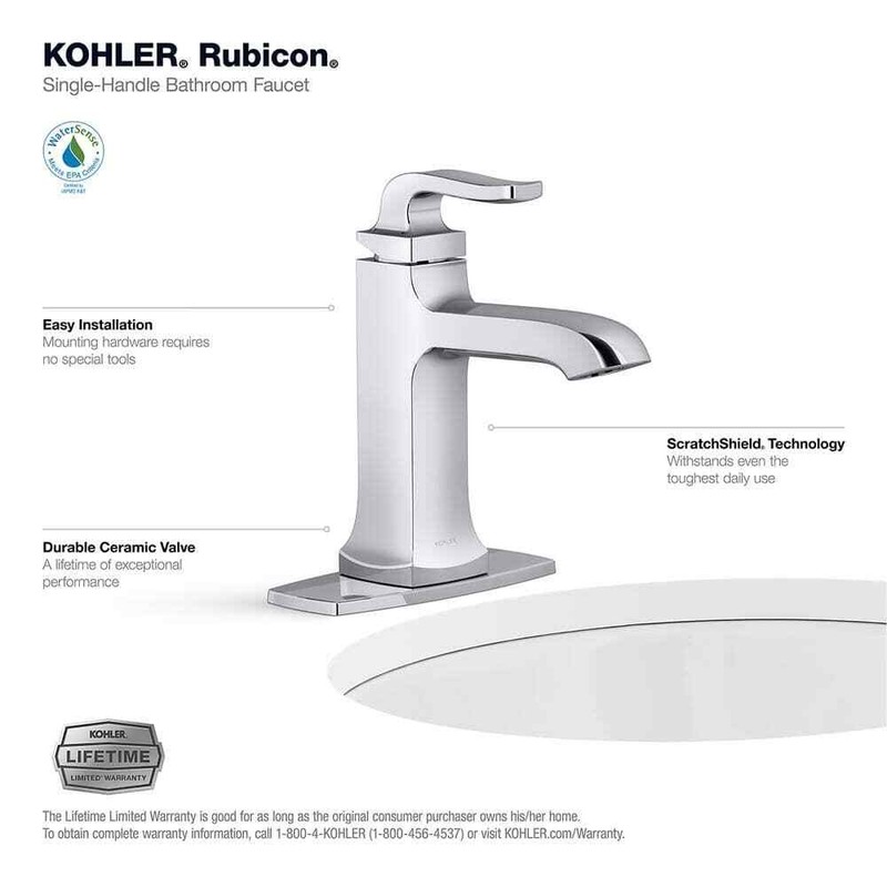 KOHLER Rubicon Single Hole Single Handle Bathroom Faucet in Polished Chrome gallery