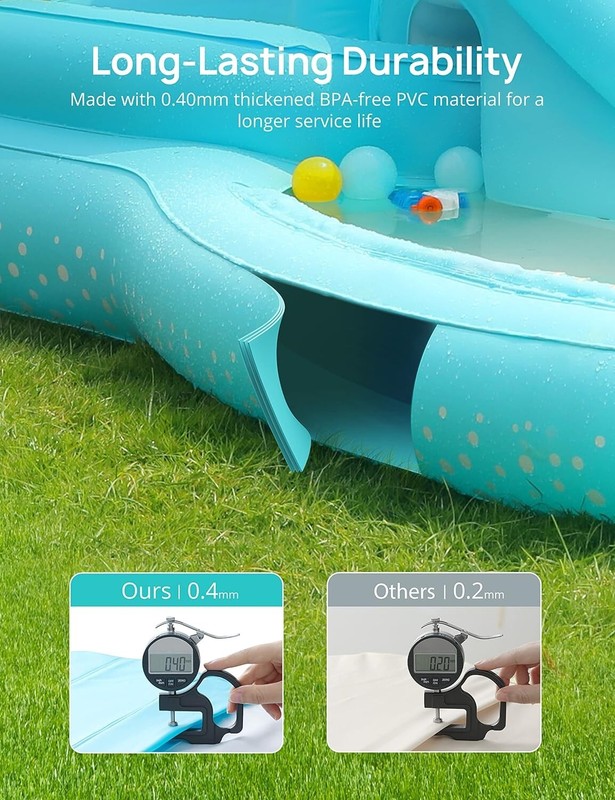 Evajoy Kiddie Pool Inflatable Play Center Kids Pool W/ Slide Water Sprayers NEW gallery