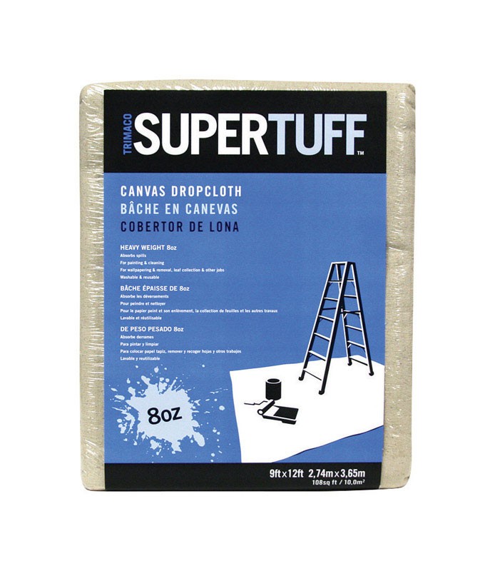 Supertuff 58901 Canvas Tan Traditional Washable Drop Cloth 12 L x 9 W ft. gallery