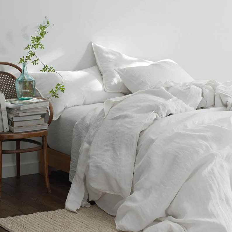 The Company store Premium Breathable Washed Linen Solid Flat Bed Sheet gallery