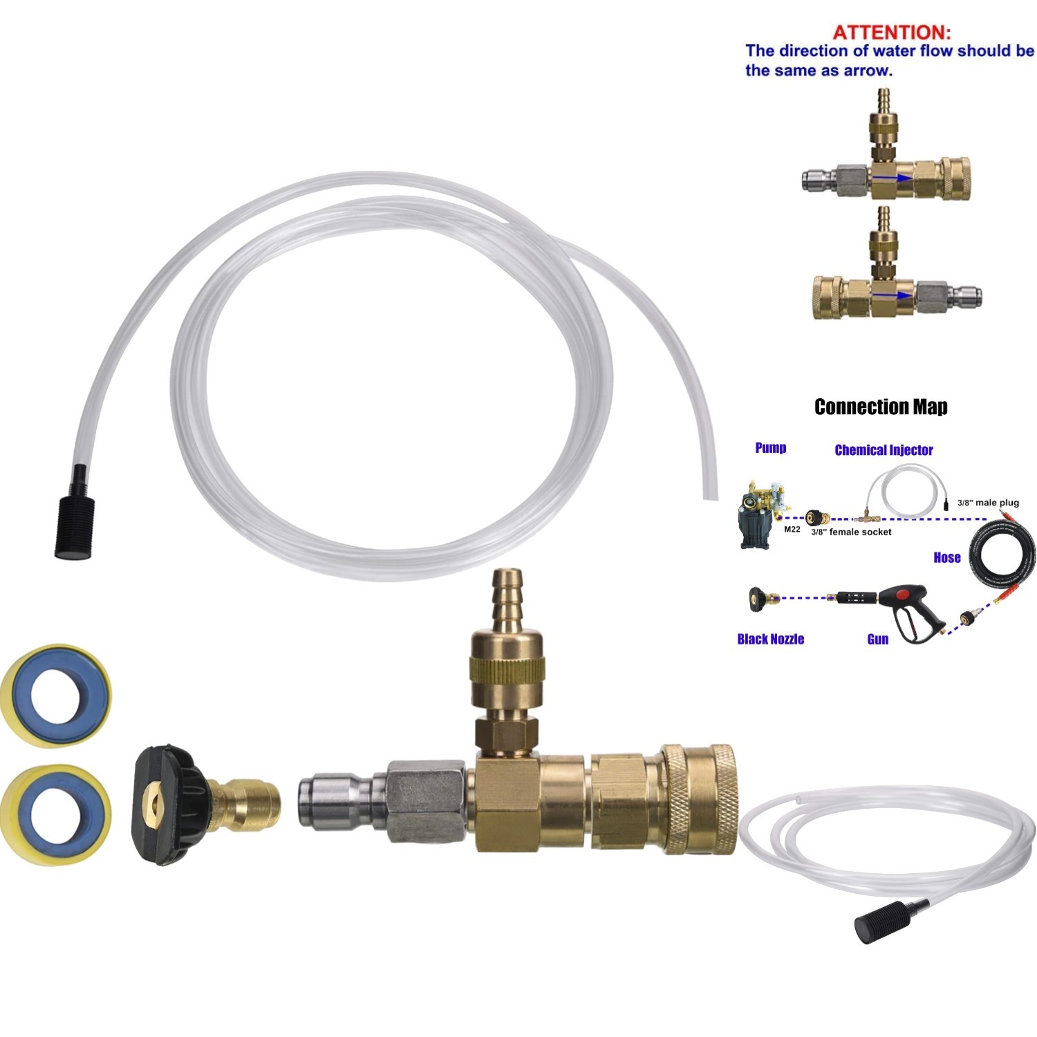 Downstream Chemical Injector Kit for Pressure Washer 3/8 Quick Connect with Hose gallery