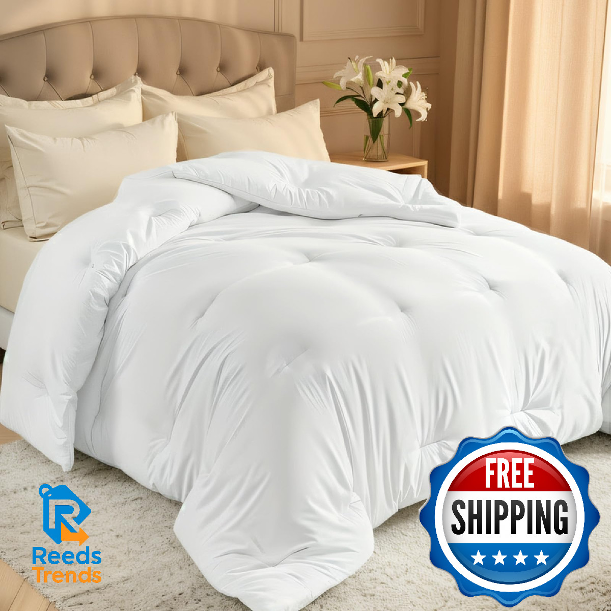 Easthome Comforters Full Size All Season Quilted Bed Comforter Ultra-Soft Down A gallery