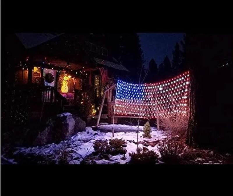 American Flag String Lights, Waterproof Led Flag Net Light, with 420 Super Brigh gallery
