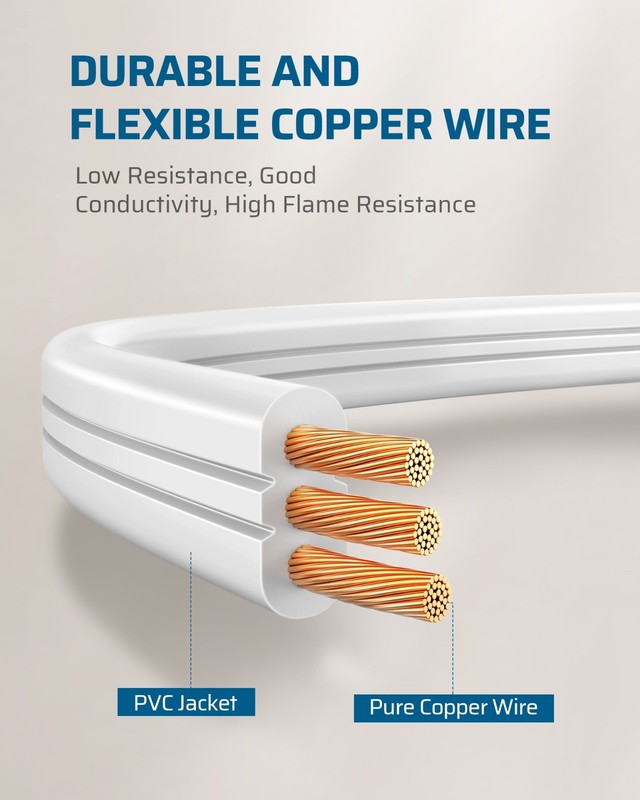 DEWENWILS 2 Pack 3FT Outlet Extension Cord with Flat Plug, 16/3 Awg SPT-3 Cord gallery