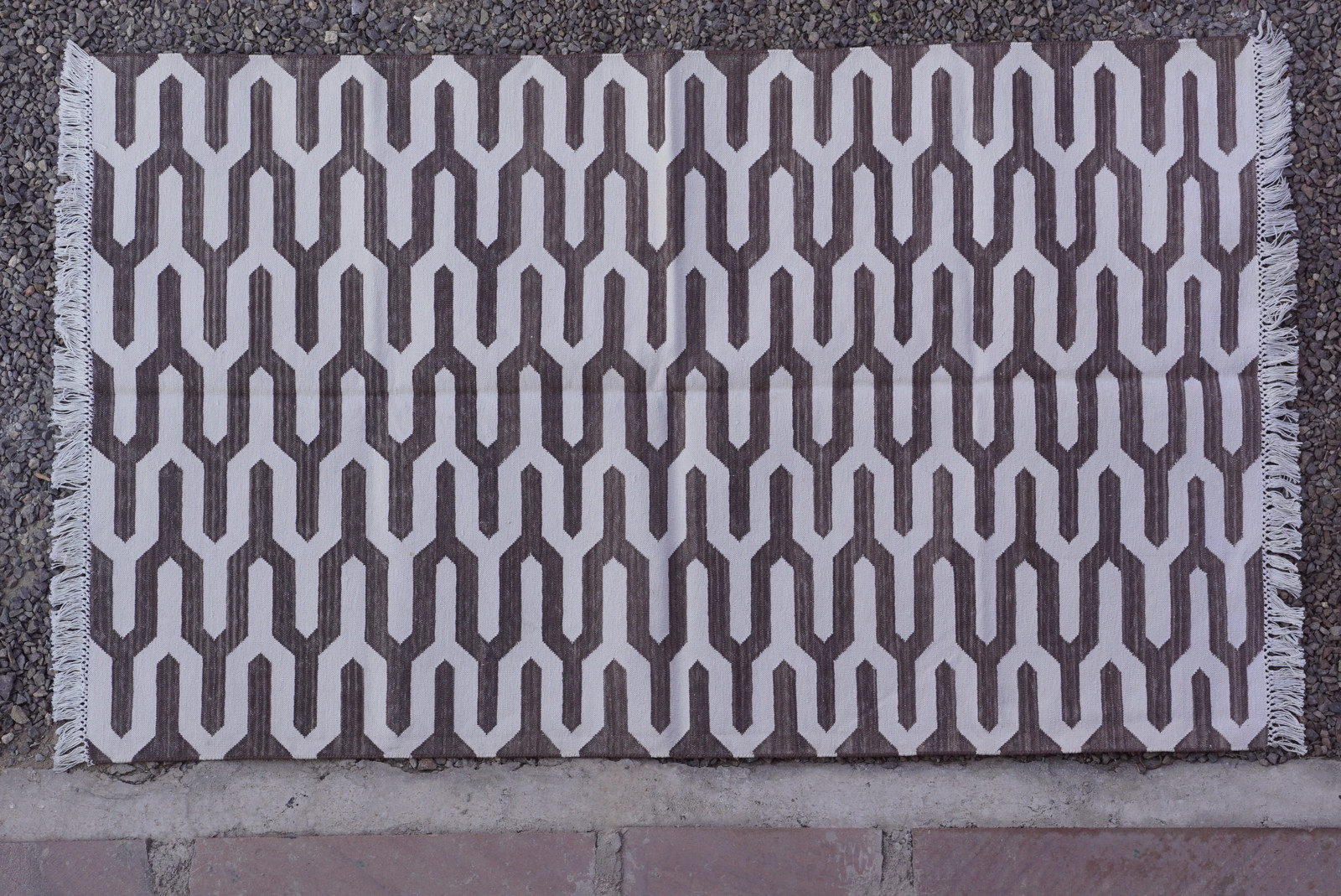 Rugmoda Cotton Brown White Geometric 3x5 ft Rug for Living Room Bedroom Area Rug gallery